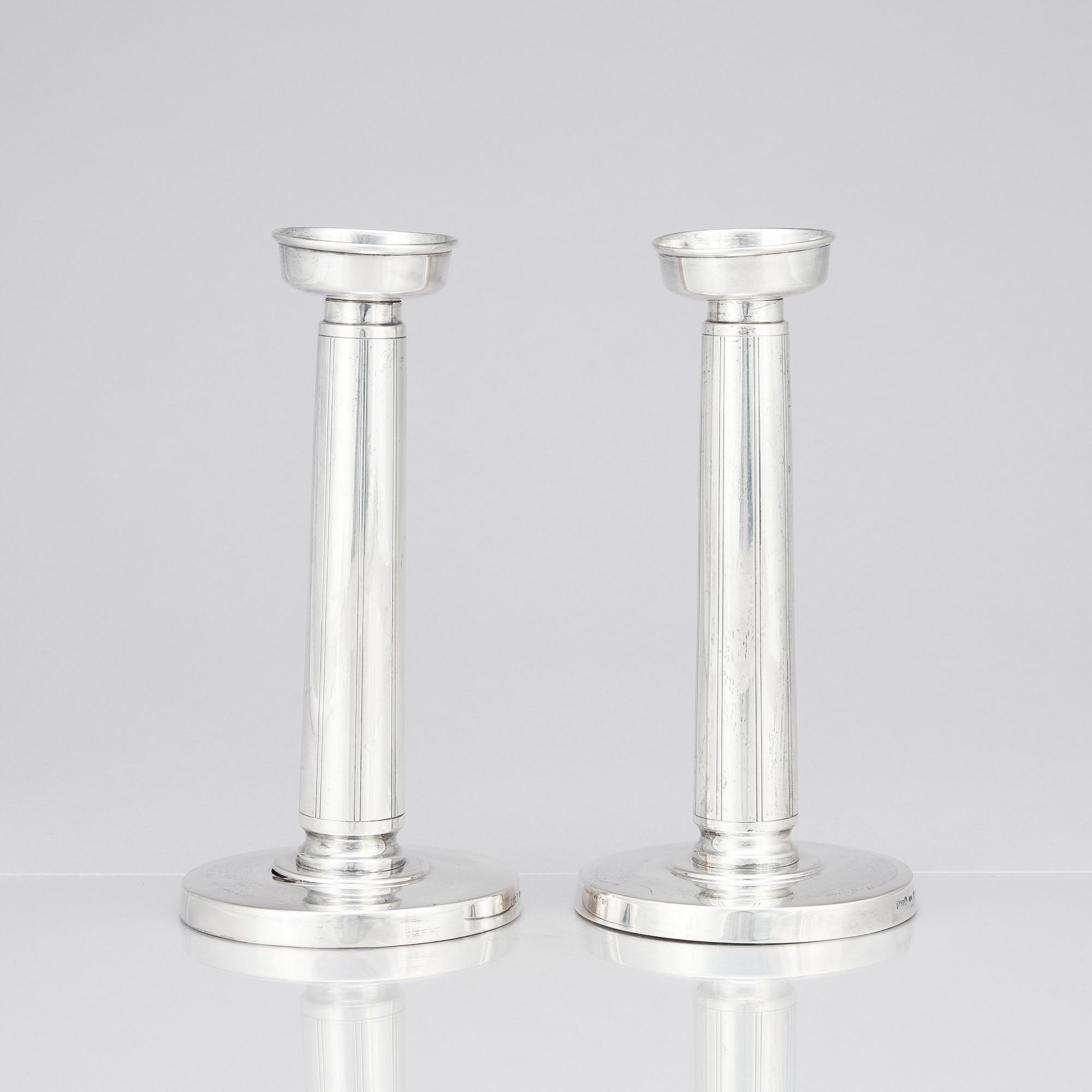 Gustaf Janson, ljusstakar, ett par, C.G Hallberg, Stockholm 1961, sterling silver.