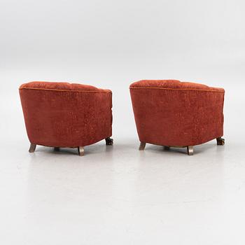 A pair of Swedish Modern armchairs, Gothenburg, 1930s.