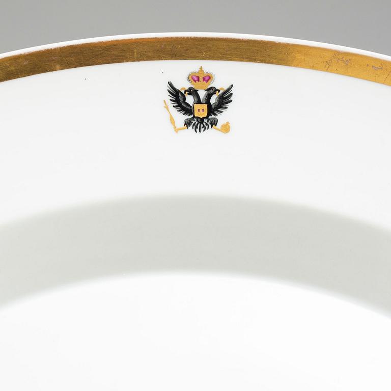 A first half of the 19th century porcelain plate and sauce boat, KPM, Berlin, Germany.