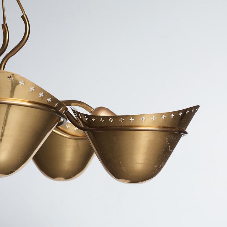 A Swedish Modern brass ceiling lamp, 1940-50's.