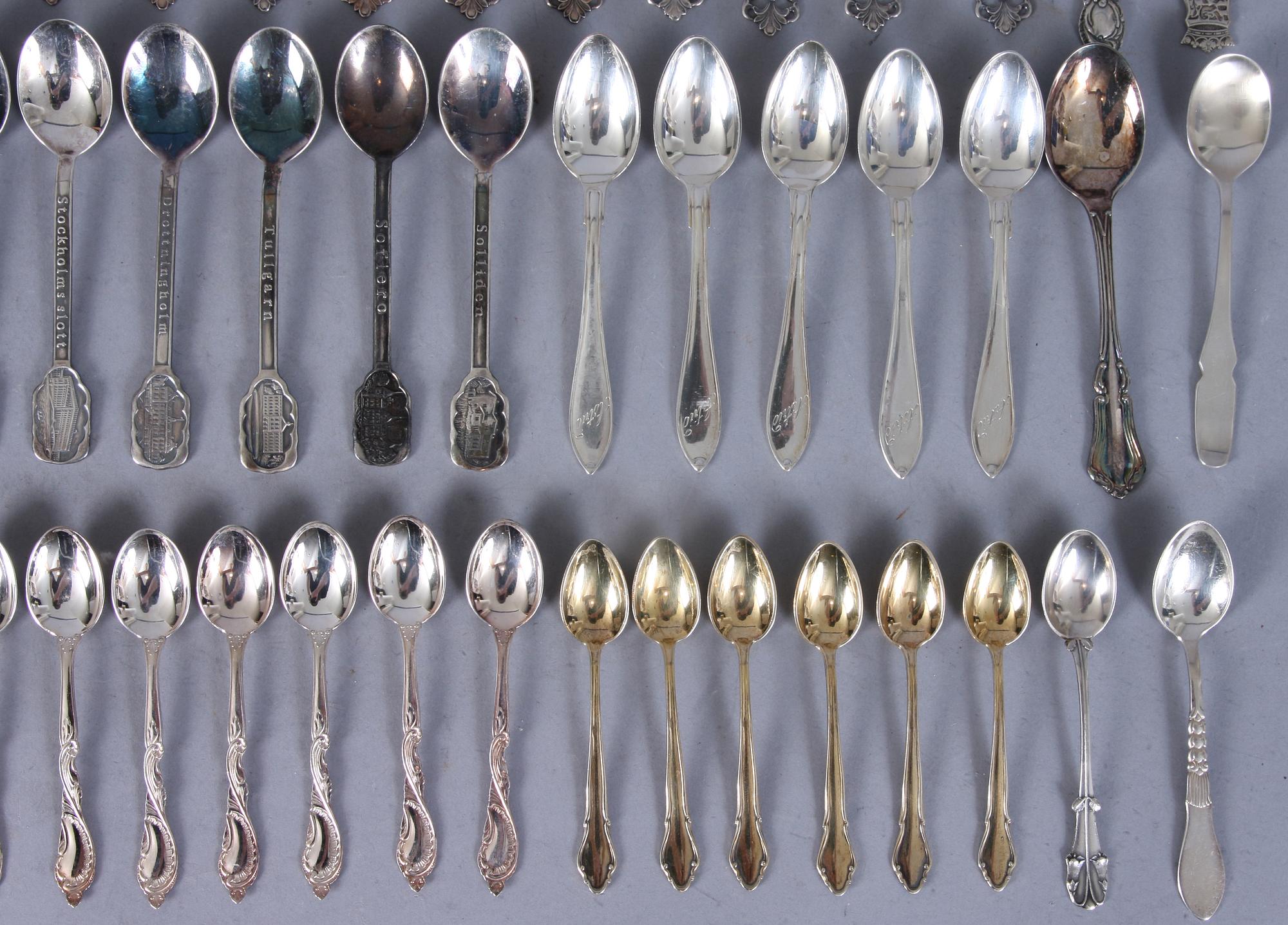 PARTI SKEDAR, 128 st, silver, mest Sverige, 1900-tal. Tot vikt 1240 g.