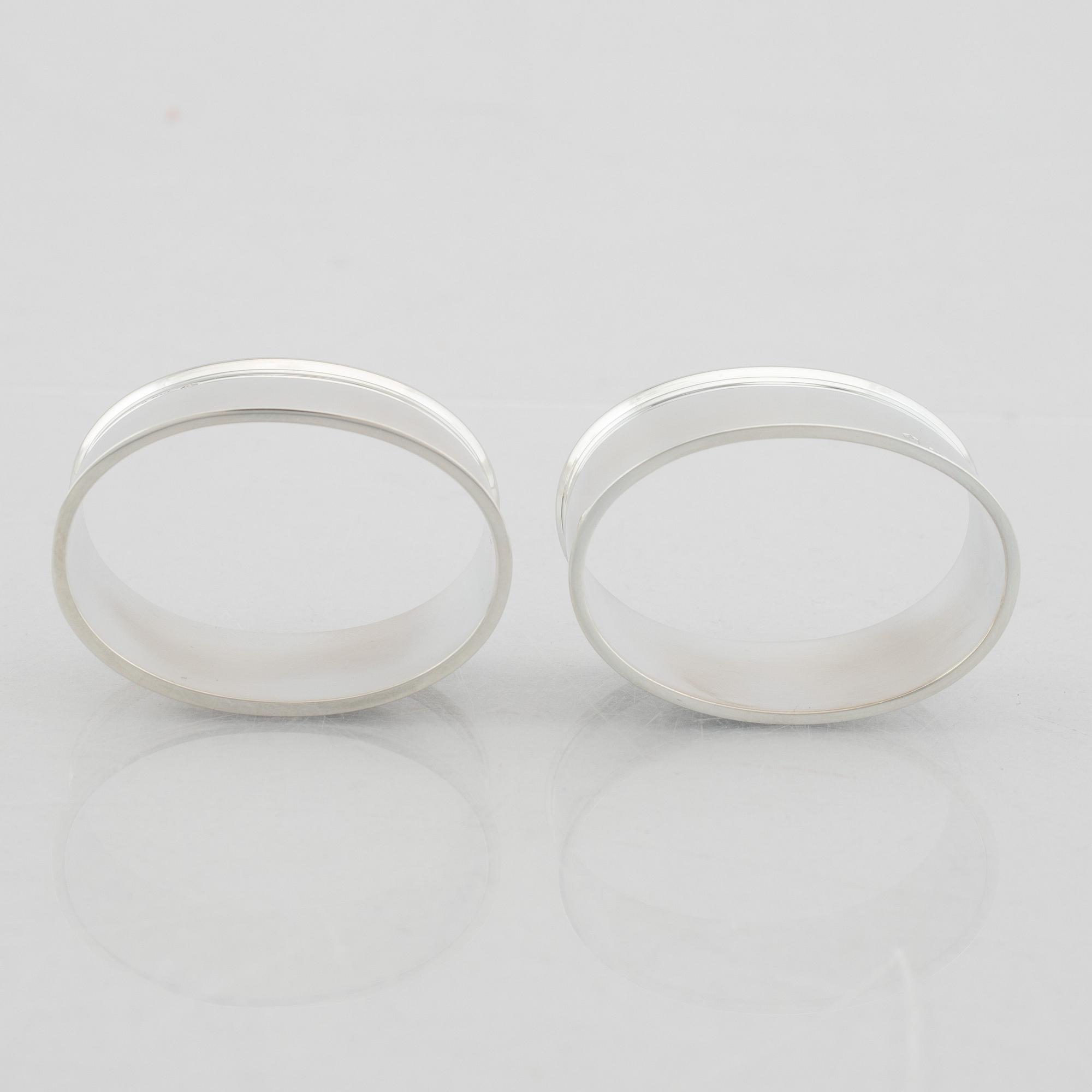 Twelve Sterling Silver Napkin Rings, Koch & Bergfeld, Germany, second half of the 20th Century.