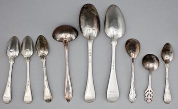 PARTI SKEDAR, silver, bla Jakob Lampa, Stockholm troligen 1757. Totalvikt ca  270 gram.