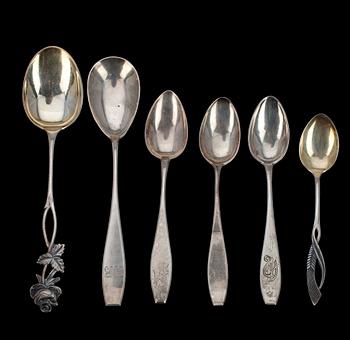 PARTI BESTICK, 28 delar, silver, bl.a. Helsingfors, 1900-tal. Totalvikt ca 460 g.