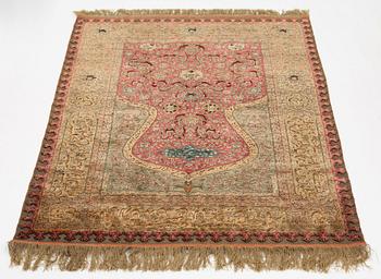 A rug, an antique Kum Kapi with metal brocade, Istanbul around 1910, "Sultan's Head Prayer" design.