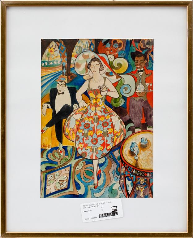 OKÄND KONSTNÄR, akvarell, sign Lård och dat -27.