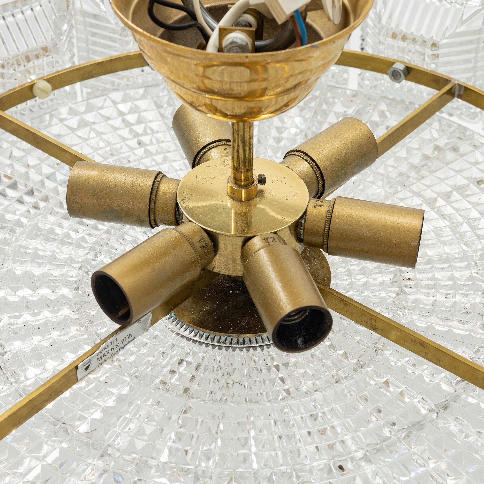 Carl Fagerlund, a ceiling light, Orrefors, 1960's/70's.