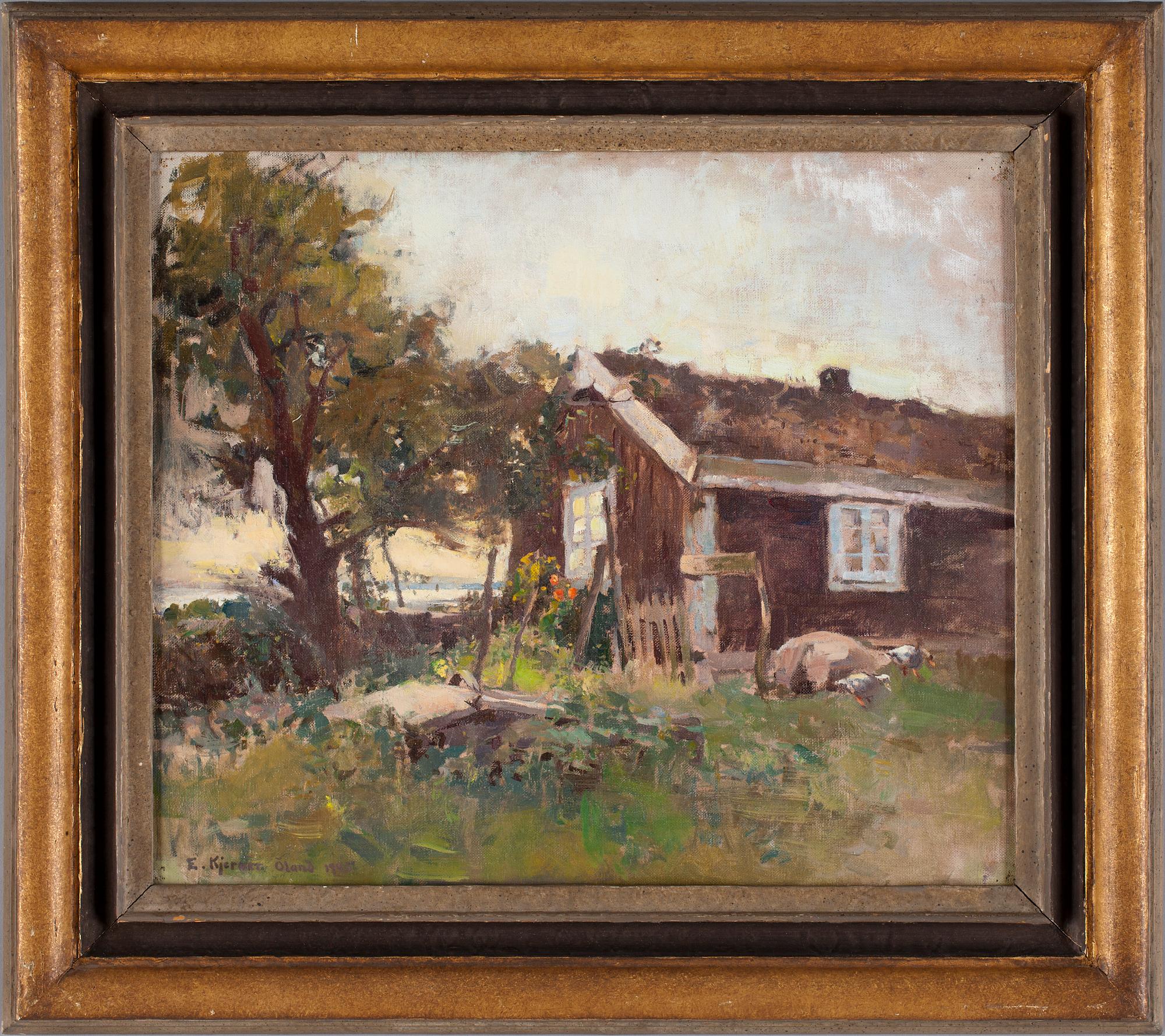 ESTHER KJERNER, olja på pannå, signo dat öland 1895.