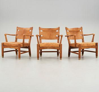 SCANDINAVIAN MODERN, fåtöljer, 3 st, 1900-talets mitt.
