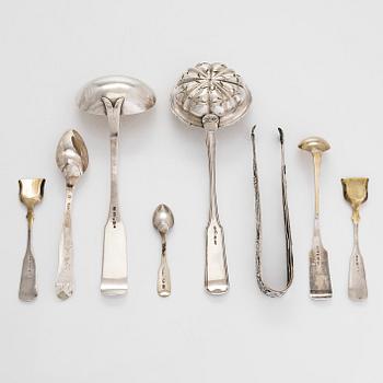 Ten silver items, J.J. Jankes and G.R. Bauman et al. Turku, Vyborg, Vaasa, Loviisa, Porvoo, Ekenäs. Mostly 19th century.