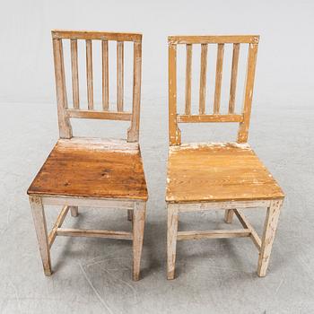 Six painted 'Leksand' chairs, 19th Century.