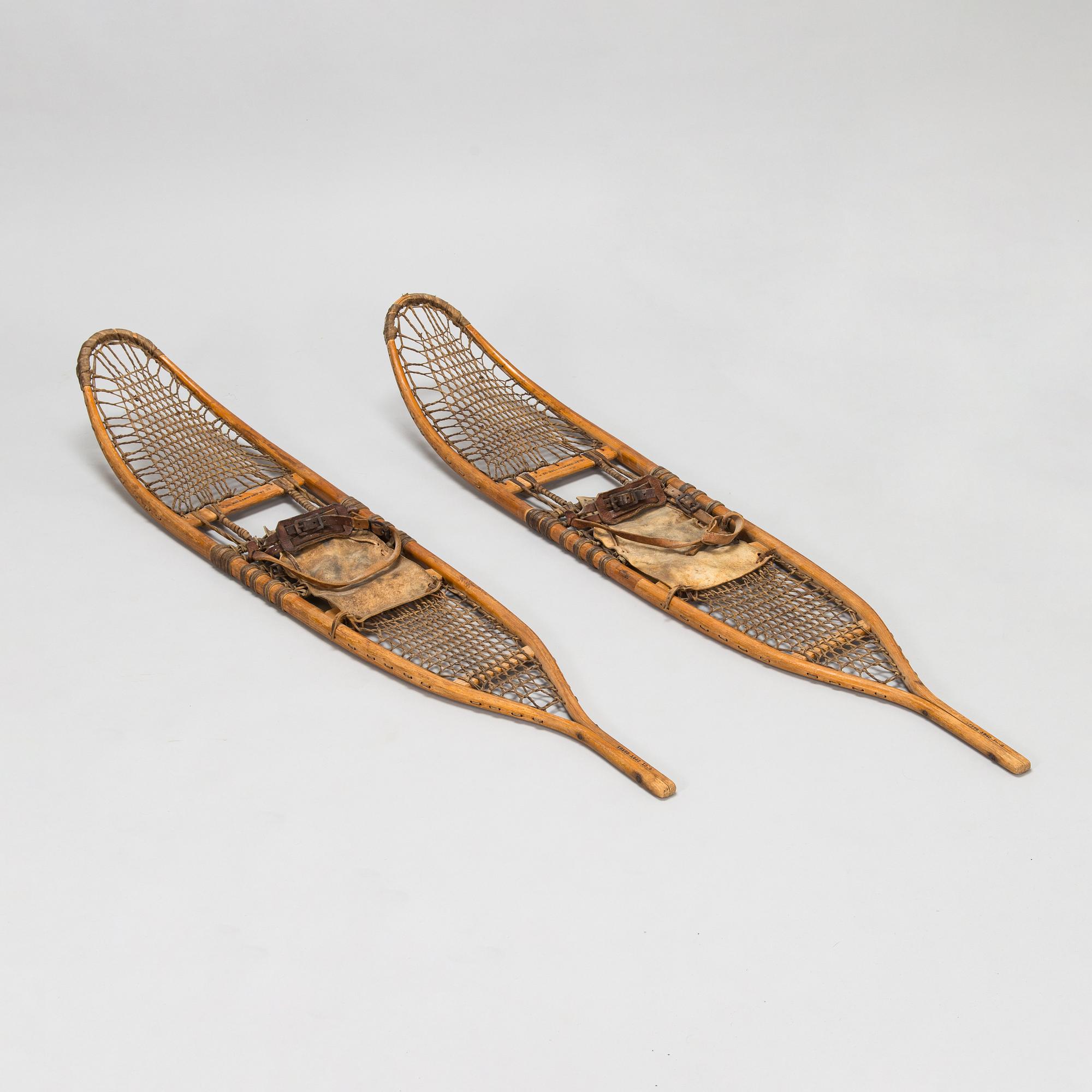 A pair of snowshoes, F H CO Wallinford VT US. First half of the 20th century.