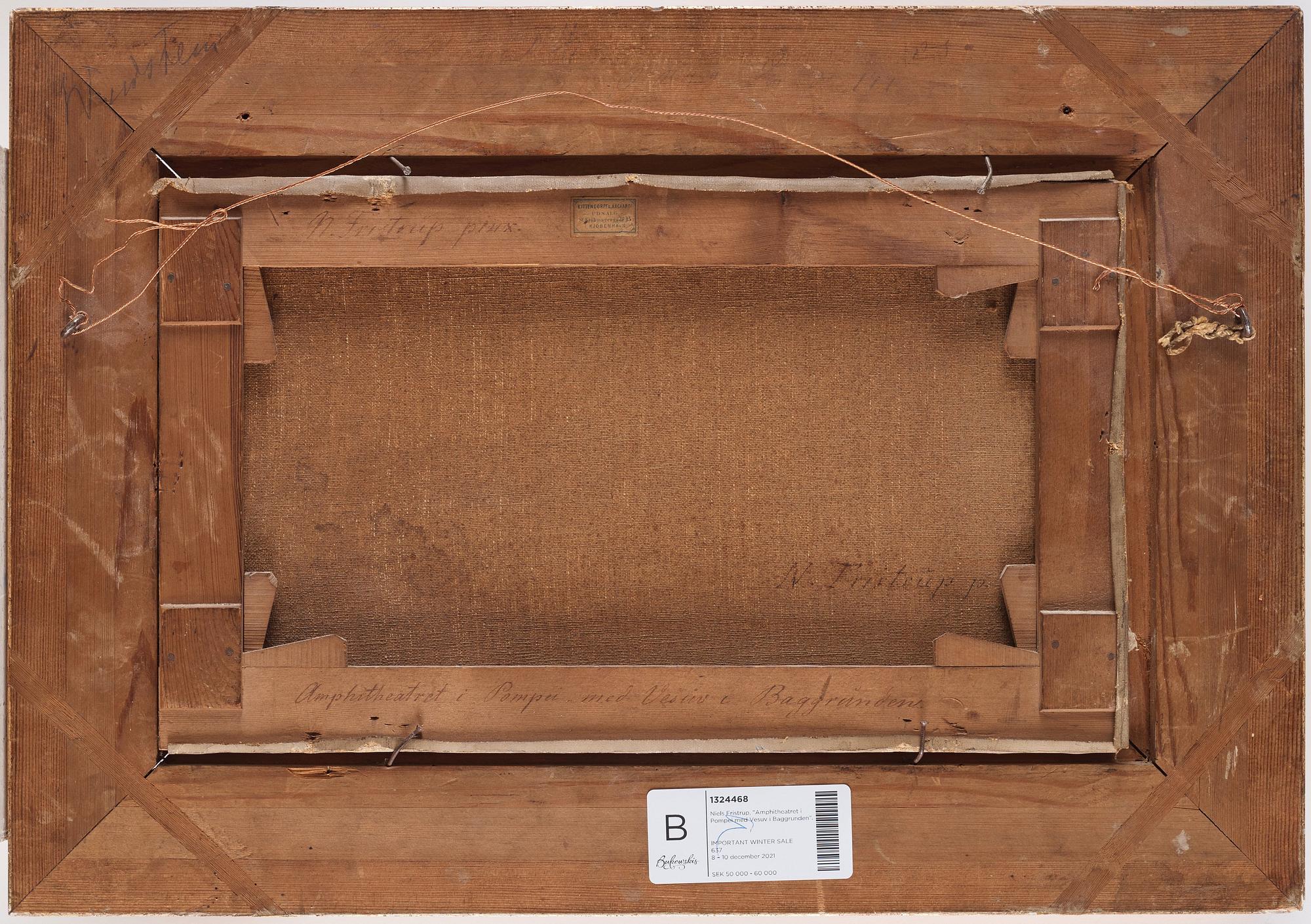 "Amphitheatret i Pompei med Vesuv i Baggrunden".
