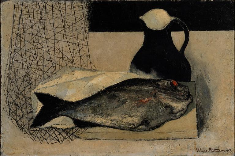 VEIKKO MARTTINEN, STILL LIFE WITH FISH.