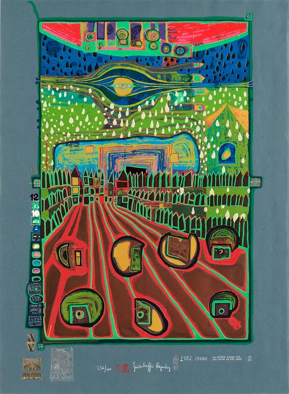 Friedensreich Hundertwasser, "Look at it on a rainy day (The Regentag Portfolio)".