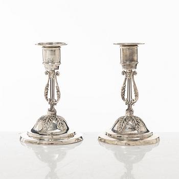 A pair of Swedish silver candlesticks, mark of Emanuel Holmberg, Karlskrona 1843.