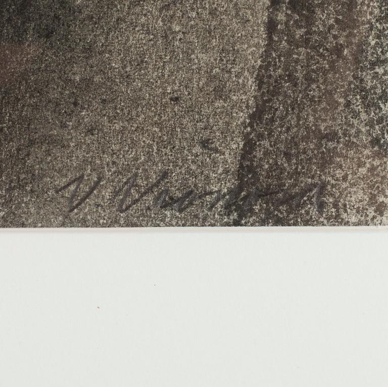 VEIKKO VIONOJA, hiilipiirros paperille, signeerattu.