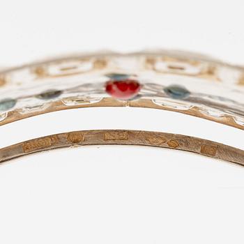 Lars Arby, a bridal crown and a hair ornament, sterling silver with glass and rutilated quartz, Gothenburg 1964 and 1960.
