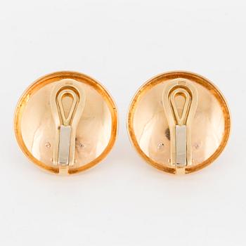 EAR CLIPS, one pair, 18K gold and white gold with cultured South Sea pearls.