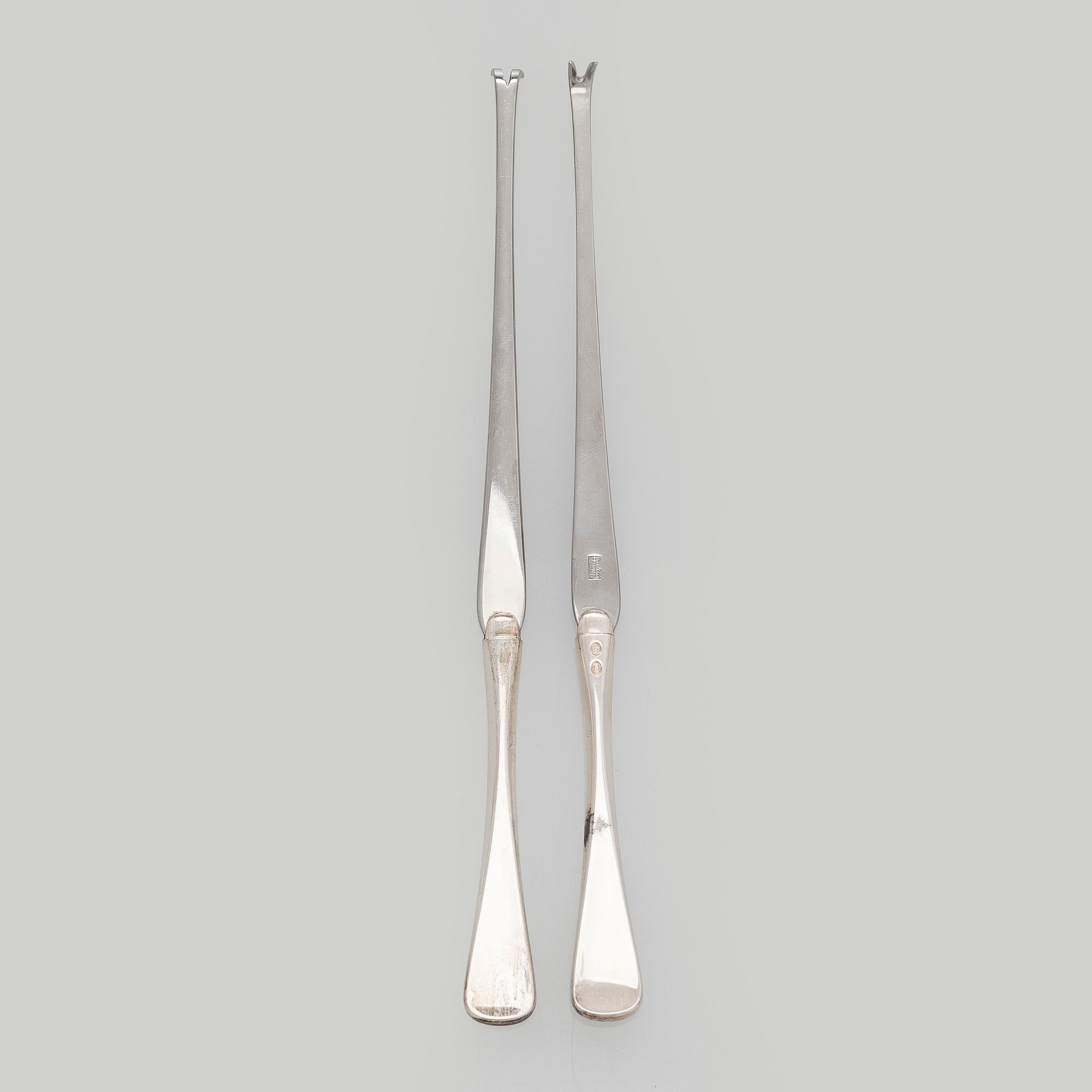 Hummergafflar, 12 st, silver och stål, W & S Sørensen, Danmark.