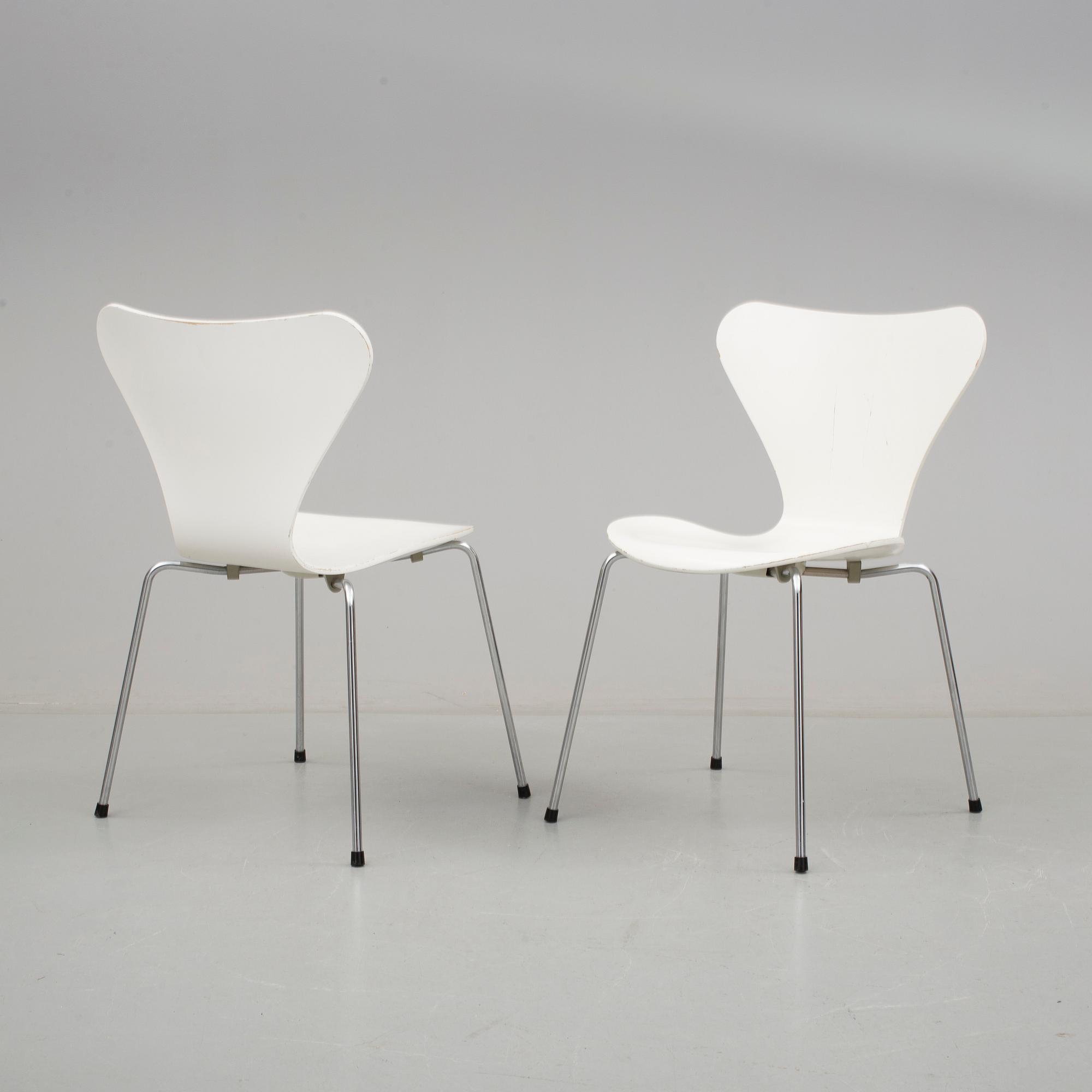 STOLAR, 6 st. "Sjuan", Arne Jacobsen, Fritz Hansen, Danmark 1983.