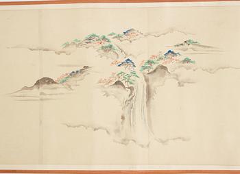 A Japanese Makimomo, ink and colour on paper, Meiji (1868-1912).