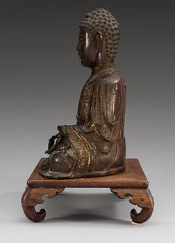 A bronze figure of Buddha, late Ming dynasty (1368-1644).