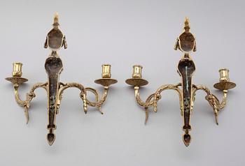 APPLIQUER, 1 par, mässing, gustaviansk stil, 1900-talets mitt.