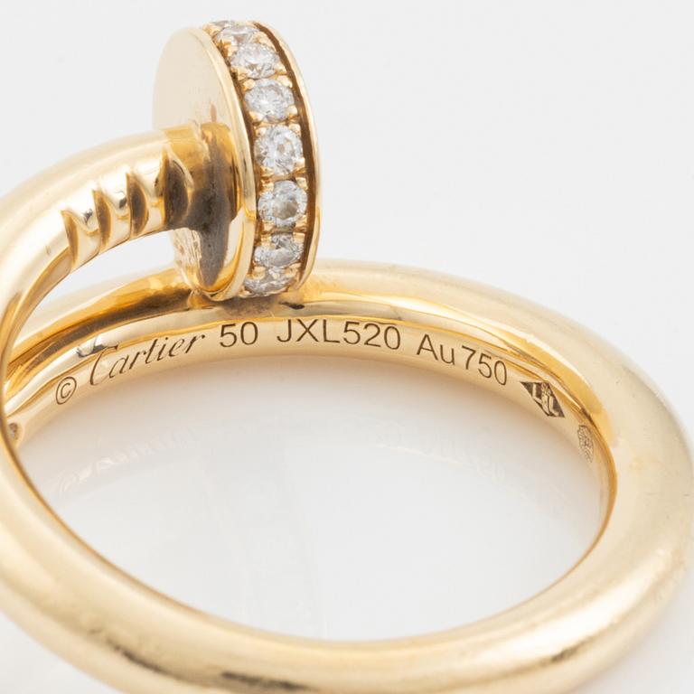 Cartier "Juste un Clou" a ring in 18K gold with round brilliant-cut diamonds.
