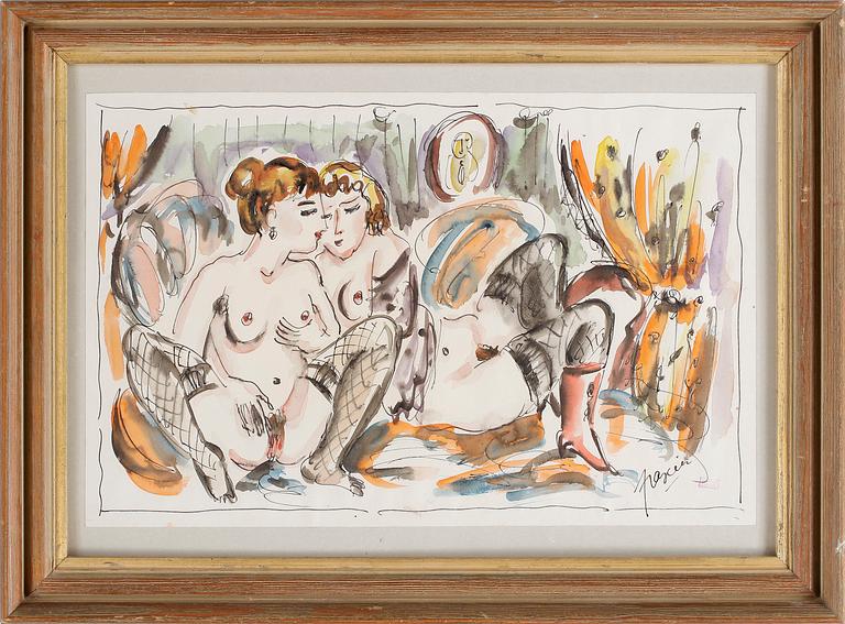 JULES PASCIN, akvarell, signerad, stämpelsignerad "Atelier Pascin".