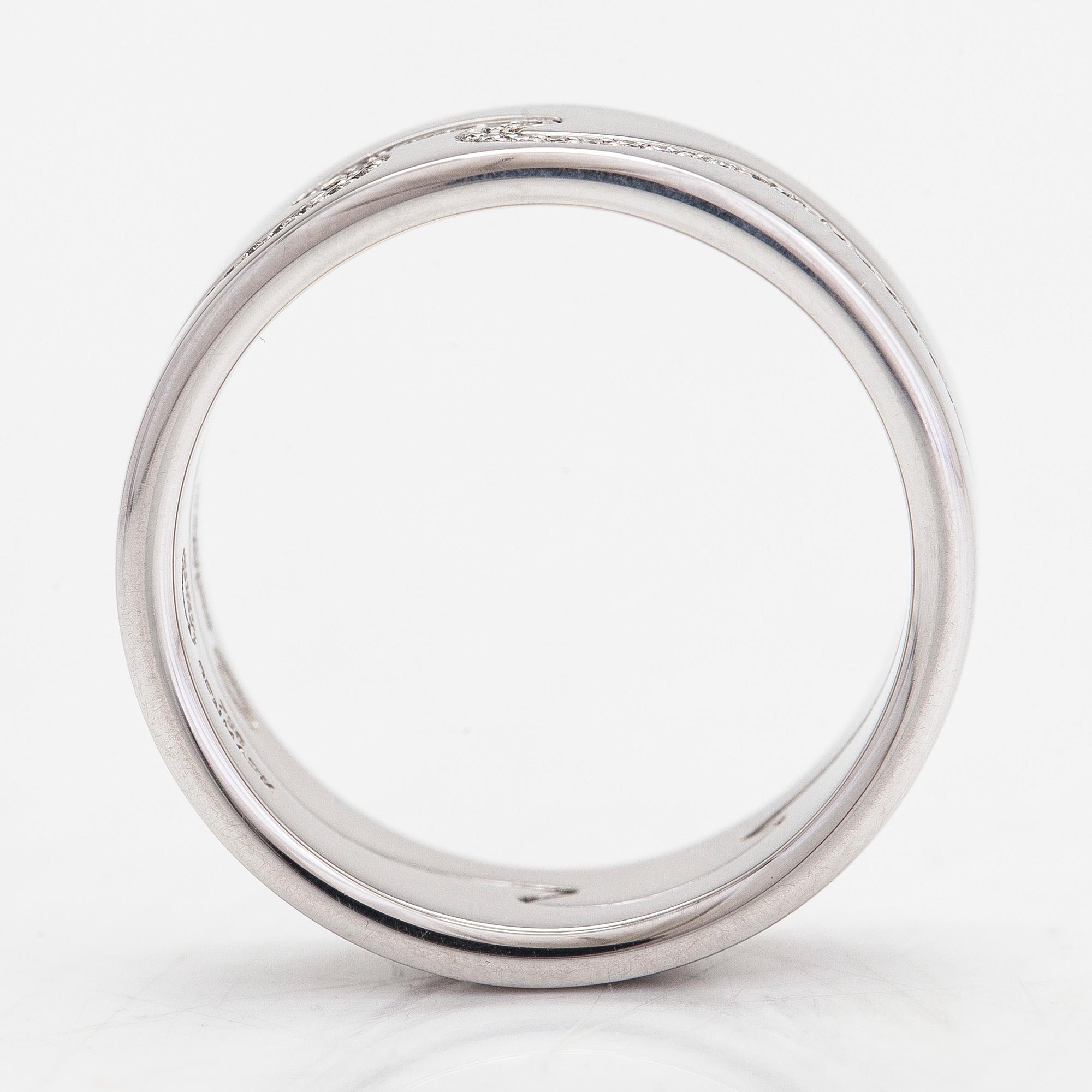 Georg Jensen, ring, "Fusion" 18K vitguld, pavéinfattade små diamanter ca 0.18 ct totalt.