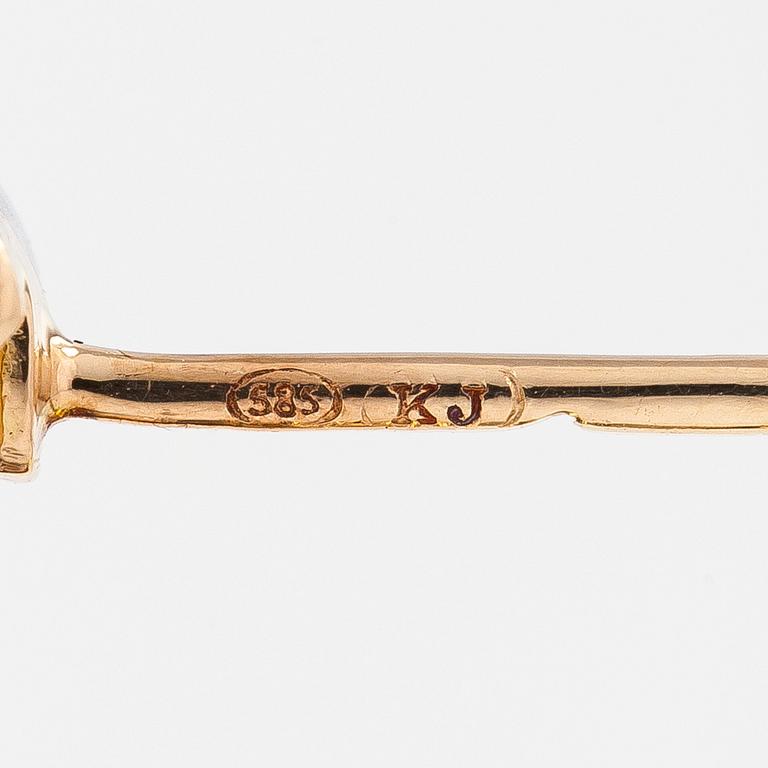 Korvakorut, 14K valko-keltakultaa, timantteja yhteensä noin 0.30 ct. Suomalaiset leimat.