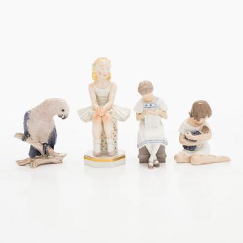 Figuriinit, Bing & Grøndahl sekä Royal Copenhagen, 4 kpl, posliinia.