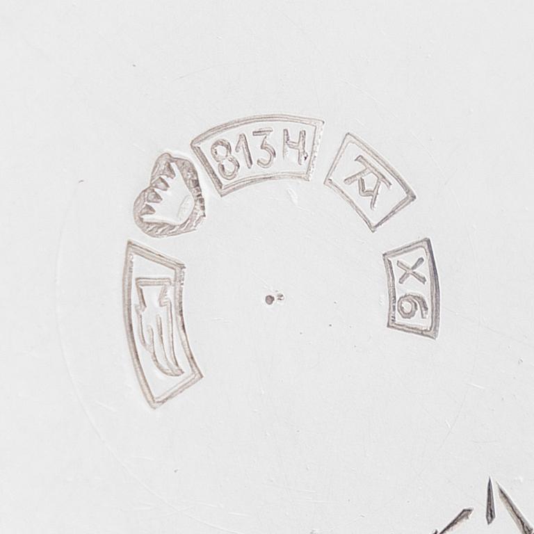 Skålar, 3 st, och dosa, silver, 1930-60-tal.