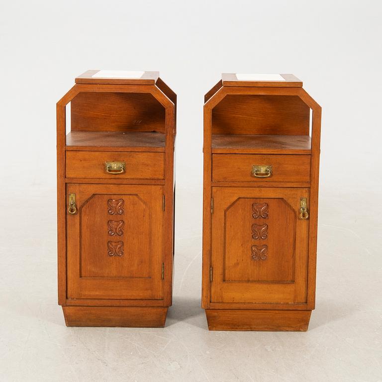 Bedside tables, a pair, early 20th century, Art Nouveau.
