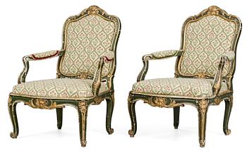 840. A pair of Swedish Rococo armchairs.