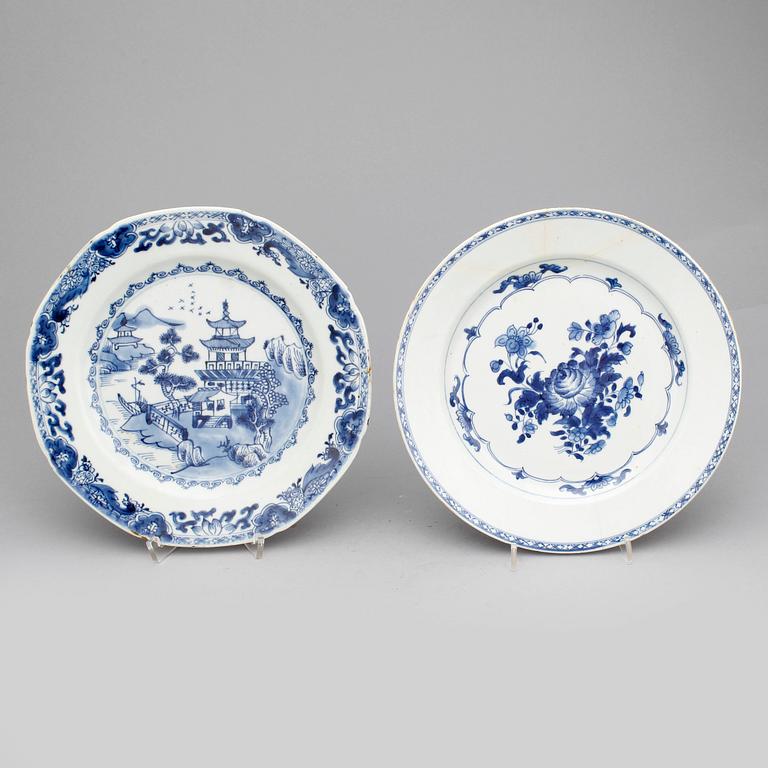 PARTI TALLRIKAR, 4 st. Porslin, Kina, 1700/1800-tal.