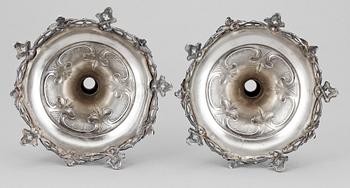 LJUSSTAKAR, ett par, silver, Lars Larsson & Co, Göteborg 1870. Tot vikt 540g.