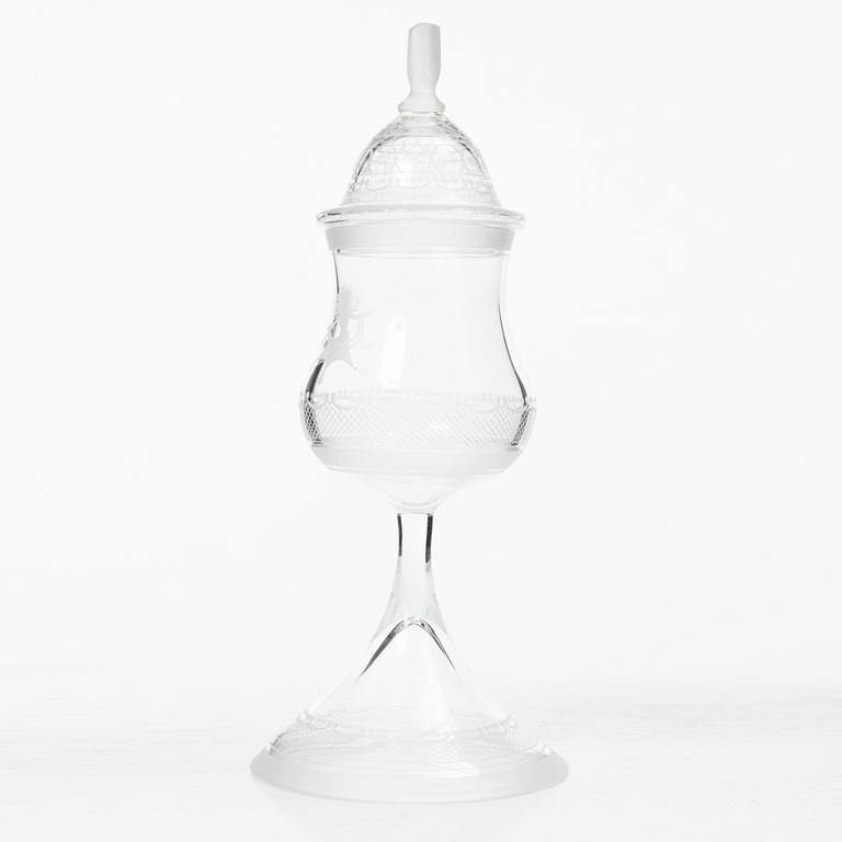 Simon Gate, goblet with lid, "Aurora", Orrefors, 250th anniversary, 1976.