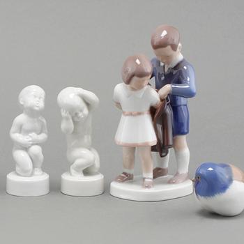 FIGURINER, 8 st, porslin, mestadels Bing & Gröndal, Danmark, 1900-talets andra hälft.