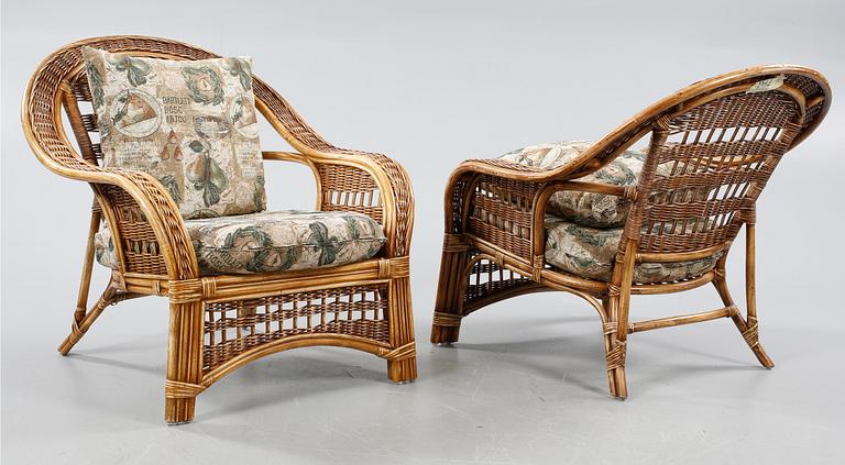 Four rattan furnitures from the second half of the 20th century.