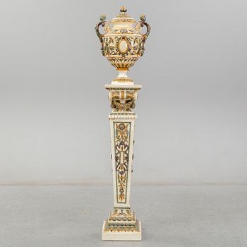 A cermic pedestal and urn from Rörstrand, late 20th Century.