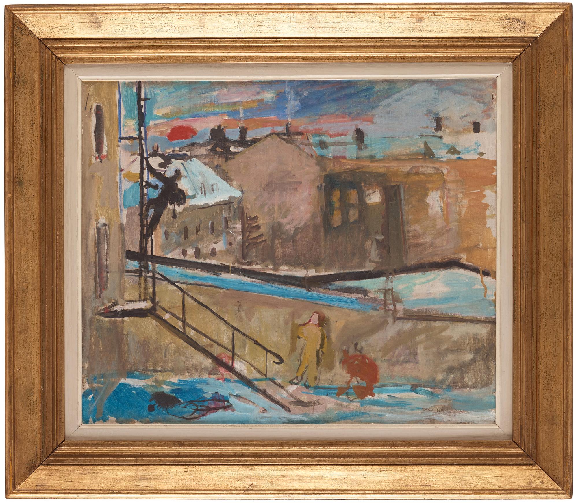 Eric Hallström, Cityscape with Chimney Sweeper.