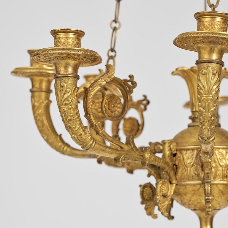 Ampel. för åtta ljus, Frankrike, 1800-talets första hälft, Empire.