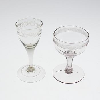 TWO WINE GLASSES, 18th/19th century.