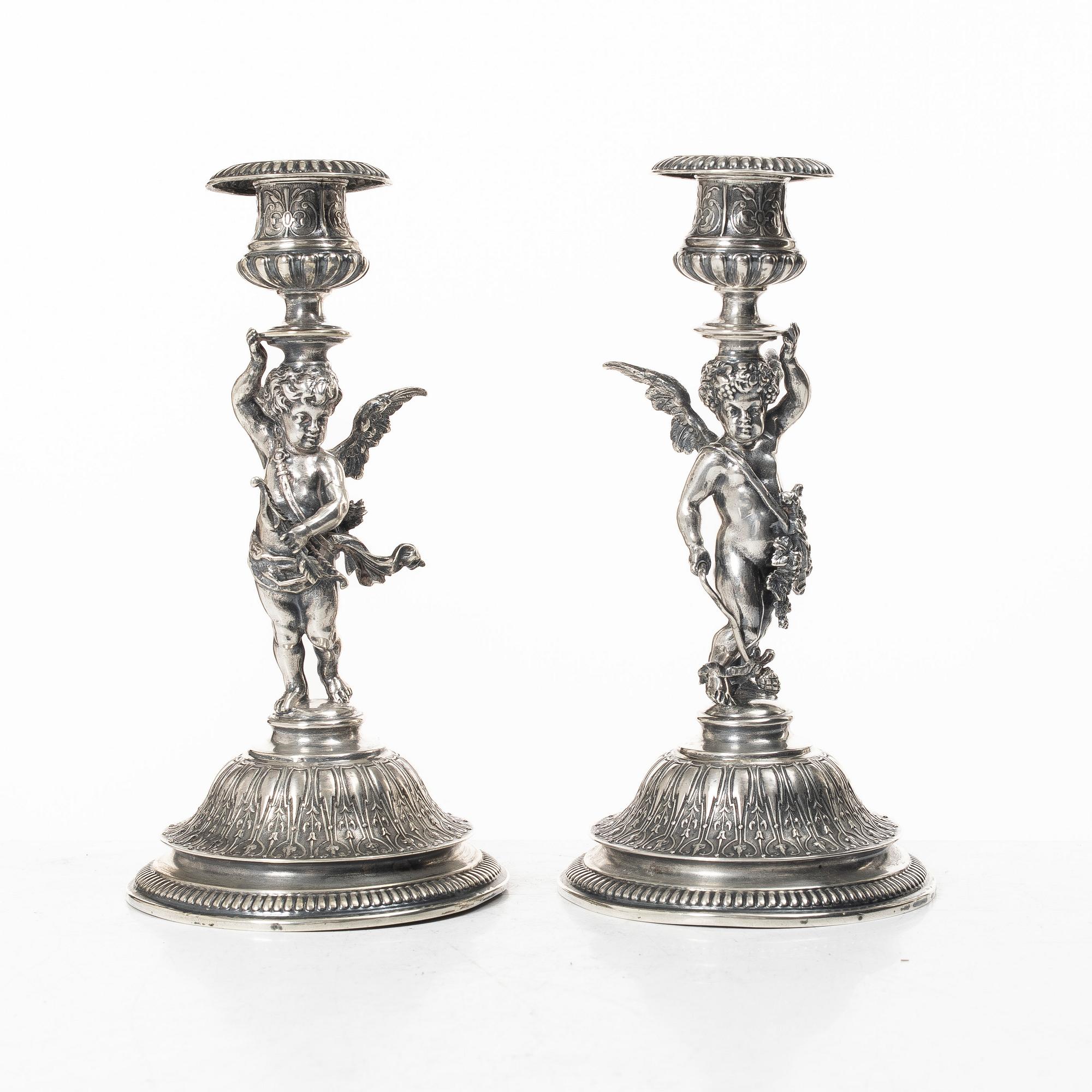 Candelsticks, a pair, silver, 1880s.