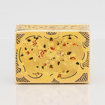 A late 18th century gold and enamel box, possibly Hanau.