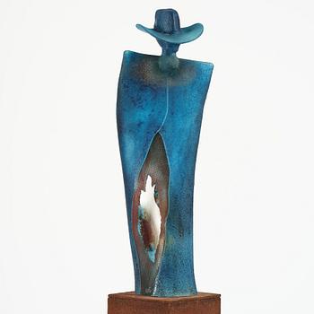 Kjell Engman, a unique glass sculpture 'Man in Trenchcaot' from the series "Catwalk", Kosta Boda, Sweden.
