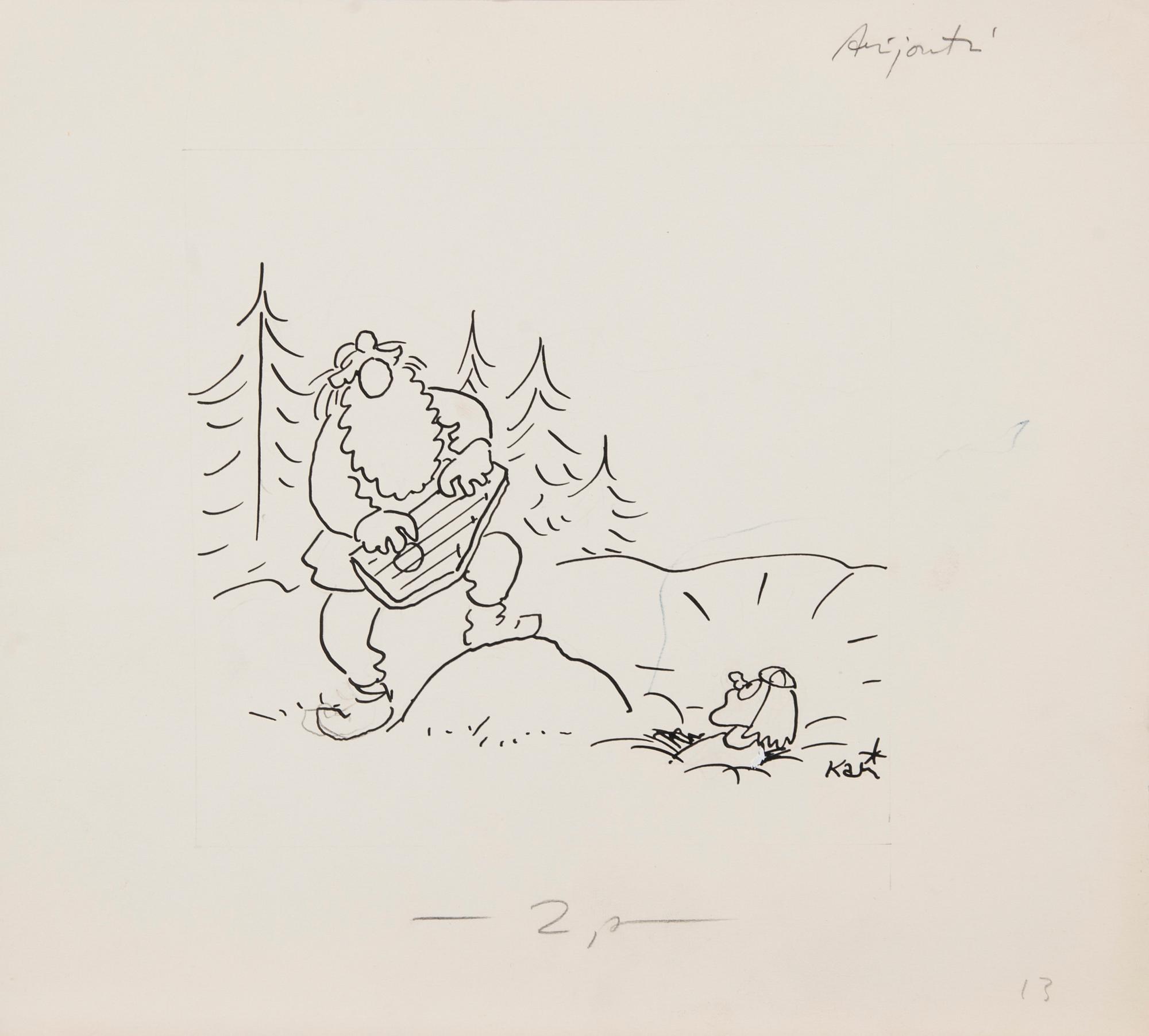 KARI SUOMALAINEN, originaltuschteckning, signerad. 1960-tal.
