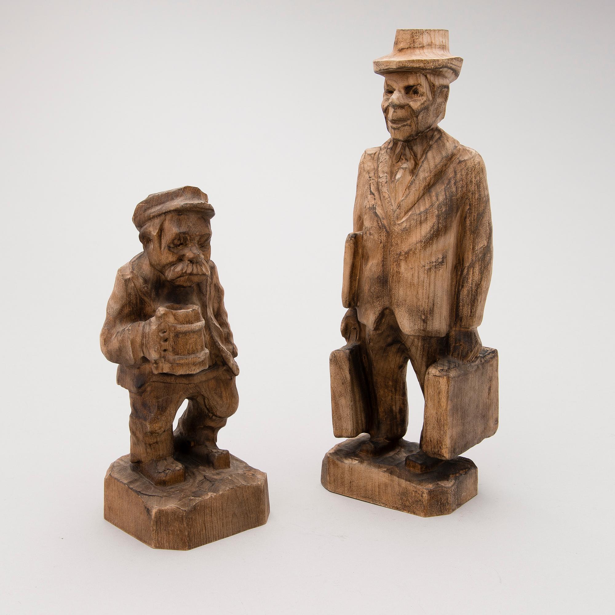 GEORG ÖHMAN, Puuveistoksia, 2 kpl, leimasigneerattu.